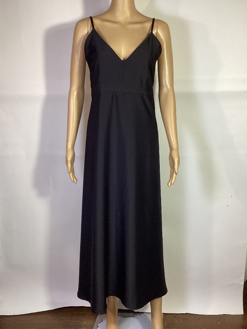 Vieilles Ames Slip Dress Black Satin Midi Sz M